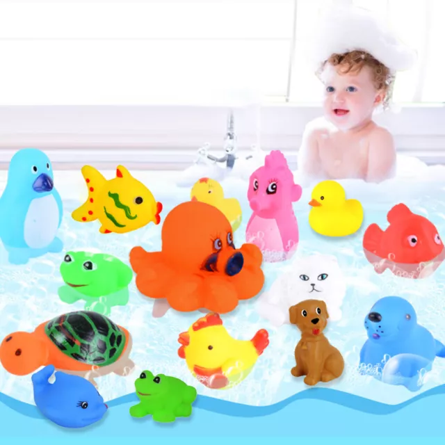 11-21Pcs Baby Bath Toys Cute Float Animals Sound Toys Kids Swim Shower Fun Toy