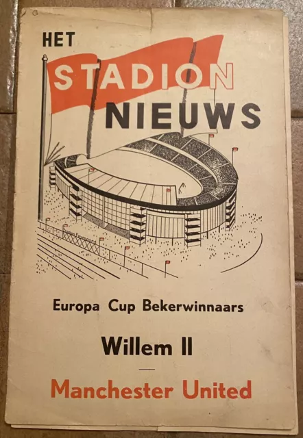 WILLEM II v MANCHESTER UNITED European Cup Winners Cup 1963/1964- Away Programme