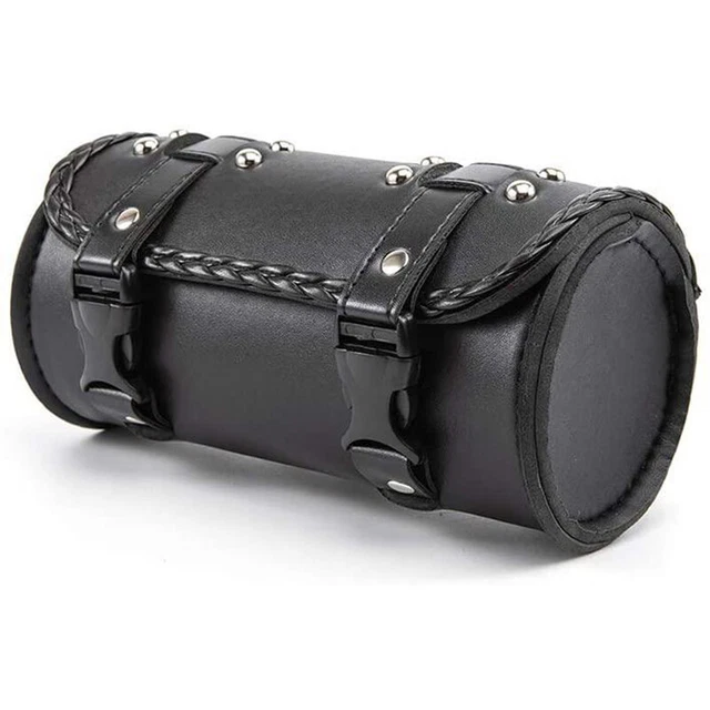Borsa forcella moto pelle pu manubrio bicicletta borsa attrezzi sissy barra rotolo X5L4