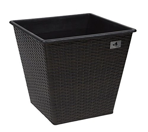 PAFEN Vaso Effetto Rattan In Plastica – Diametro 25 Cm, Antracite – Con Inserto, Per Interni Ed Esterni