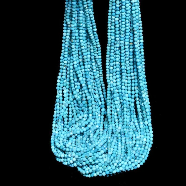 AAA Naturel Facettes Arizona Bleu Turquoise Gemmes Perles 13 " Brin 2mm-3mm