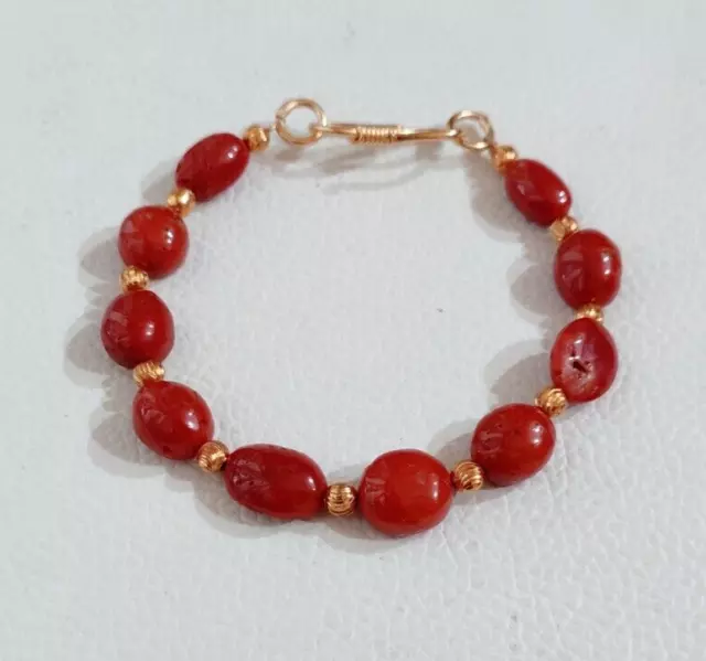 Pulsera de Coral Rojo Natural Pulsera de Cuentas de Coral Italiano Pulsera...