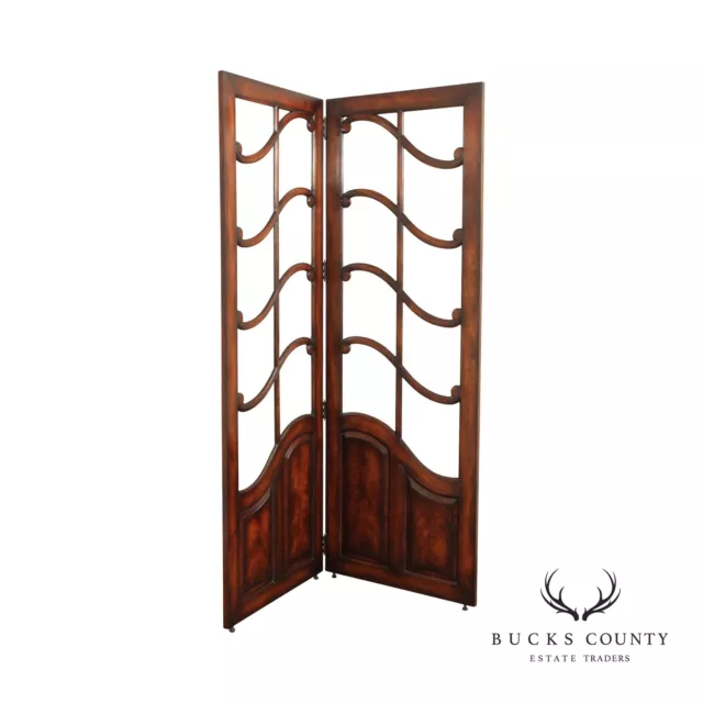 Mahogany and Glass Regency Style Two-Panel Folding Screen Room Divider