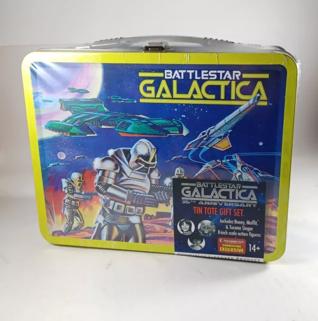 Battlestar Galactica 35th ANNIVERSARY TIN TOTE GIFT SET, NEW SEALED, 2013