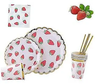 MaitianGuyou Theme Party Tableware Set,Disposable Dinnerware Strawberry