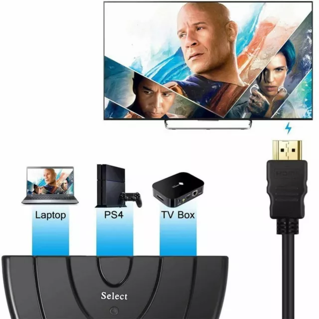 HDMI 3in1 Splitter Switch Kabel Adapter Umschalter Verteiler Hub Full HD 1080P n 3