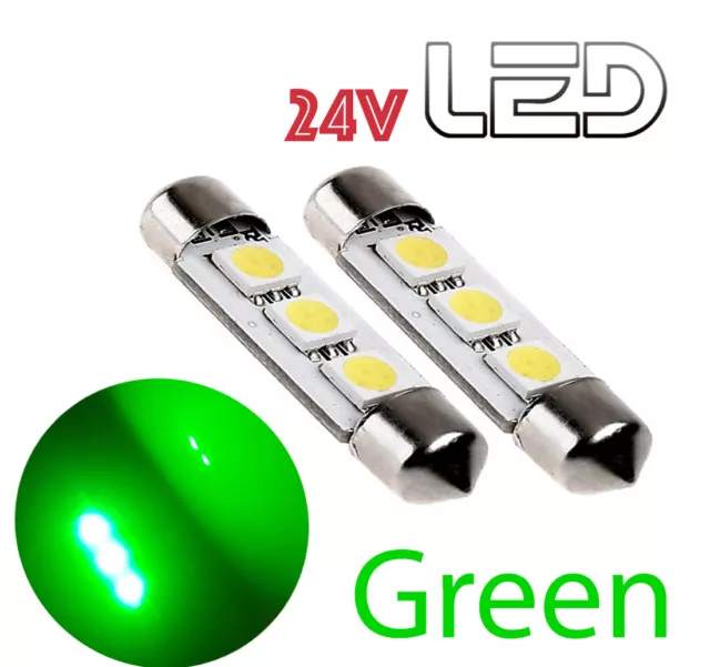 6 Ampoules 24V navette LED VERT C10W 41mm 41 Camion Pour SCANIA VOLVO RENAULT