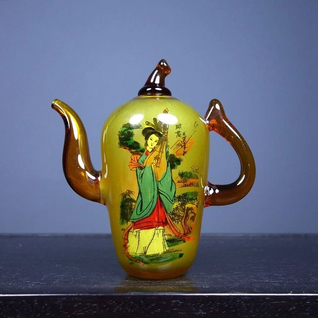 Chinese Old Beijing Glaze Hand Drawn Exquisite Pattern Small Kettle 11929