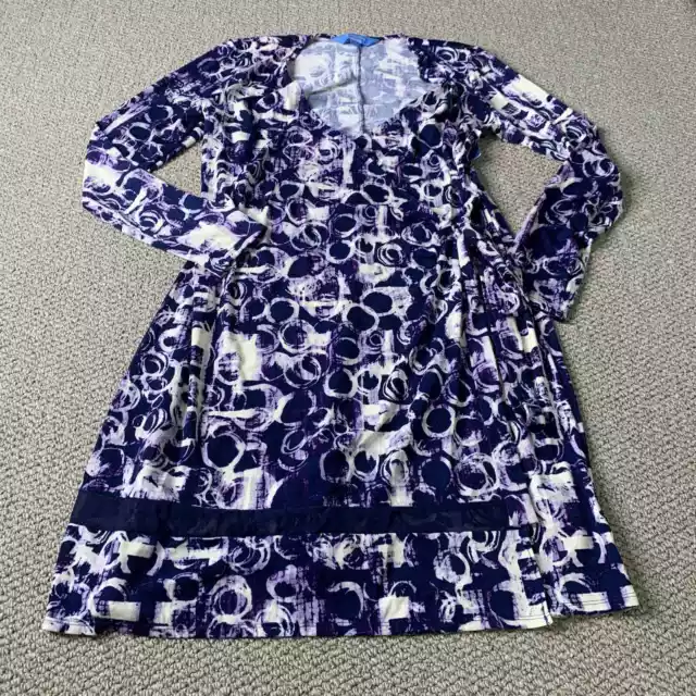 Simply Vera Vera Wang Womens Wrap Dress Size Medium Purple Abstract Tie Side