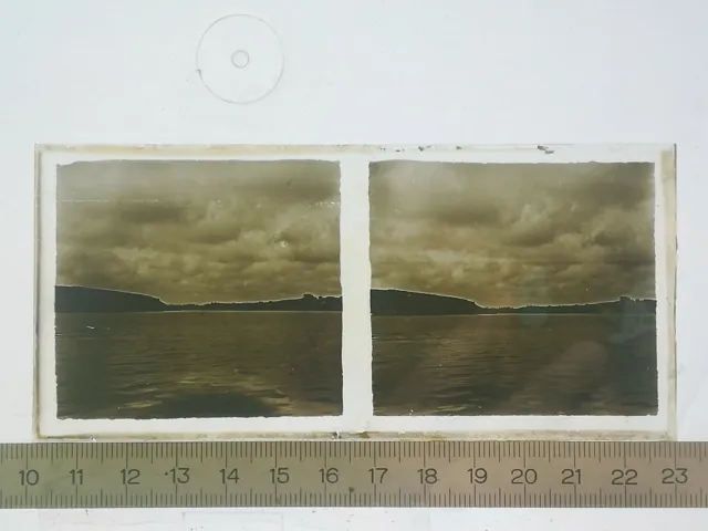 UD36 positive stereo glass plate BE circa 1920 seascape coasts mountains