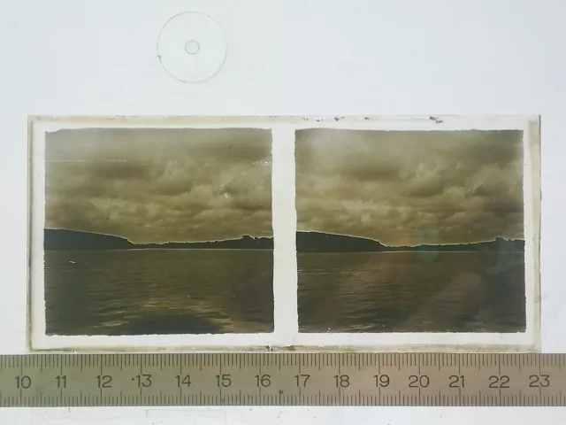 UD36 positive stereo glass plate BE circa 1920 seascape coasts mountains
