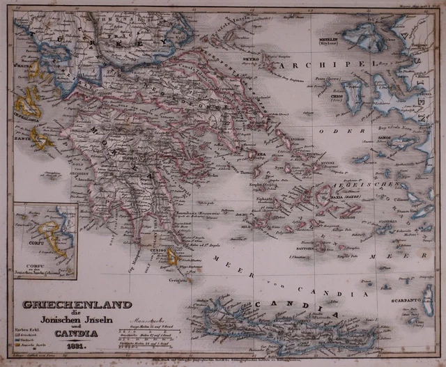 Dated 1831 Universal Atlas Map ~ GRIECHENLAND / GREECE - CANDIA ~ (10x12)-#1271