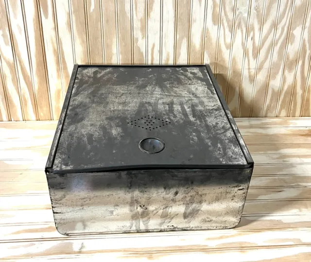Vtg Hoosier Style Cabinet Tin Bread Box Bin Drawer Insert with Sliding Door Top