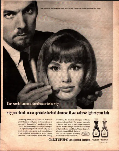 1965 John Garrison Clairol Colorfast Shampoo Vintage Print Ad /Hair/Cosmetology