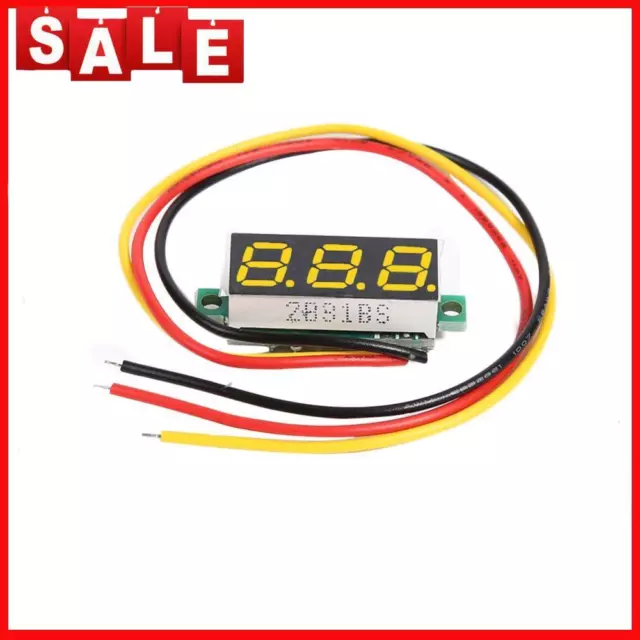 DC 0-100V 3 Wires Mini Gauge Voltage Meter Voltmeter LED Display (Yellow)