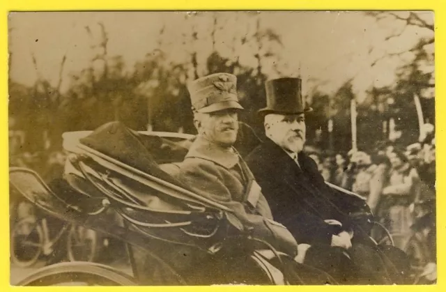 cpa RARE PARIS CARTE PHOTO ROI d' ITALIE Victor EMMANUEL III et Raymond POINCARÉ