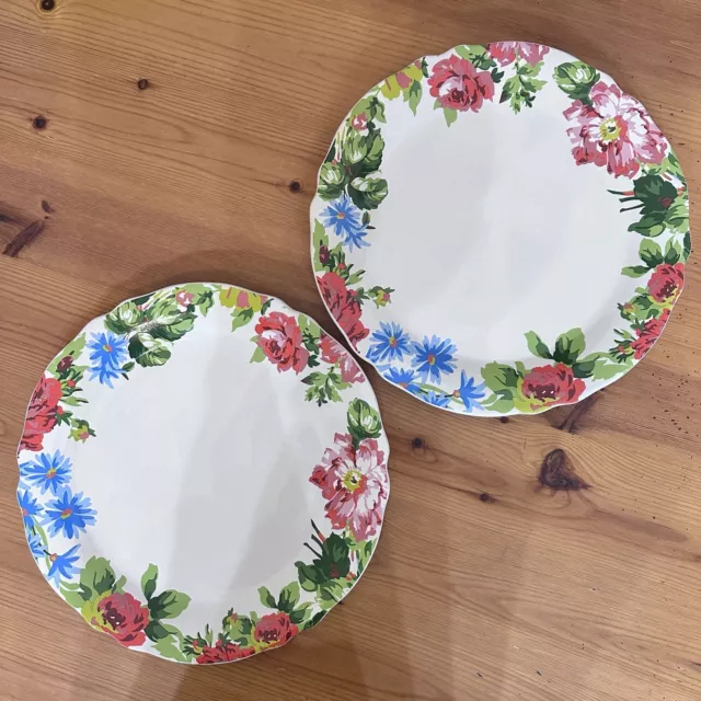 Sur La Table  Large 11” Floral Pattern Ceramic Dinner Plates Set