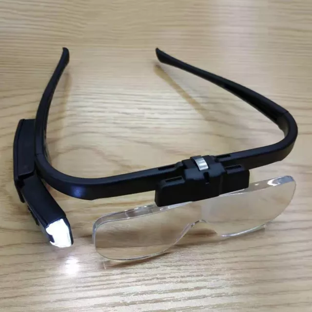 Portable Headband Magnifier w/ LED Lamp Headset Magnifying Glasses Visor