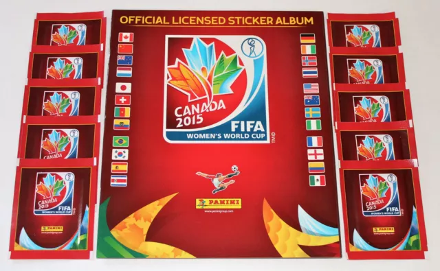 Panini WC WM Femmes 2015 Canada – 10 Sacs Packets + Vide Album International Ed