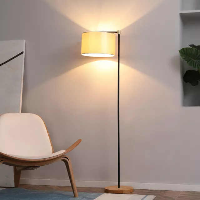 HOMCOM Stehlampe Wohnzimmer Stehleuchte moderne E27 Standleuchte mit Stoffschirm