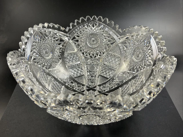 Antique American Brilliant Period ABP Cut Glass 10" Deep Bowl 2