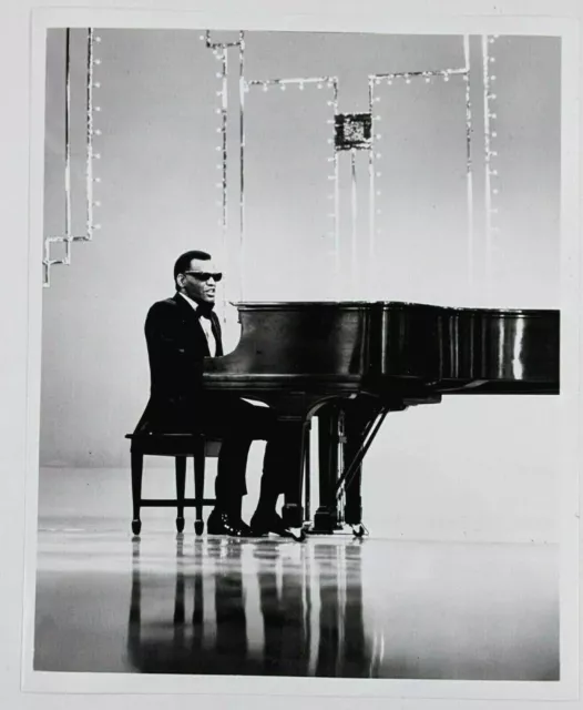 1972 Ray Charles Show Reprint Press Photo Grand Piano Black and White