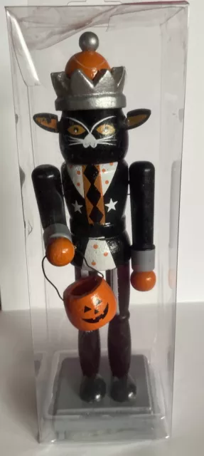 HALLOWEEN CAT KING NUTCRACKER~8.5" Wooden Decoration~ Brand New