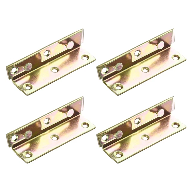 4 Sets Non-Mortise Bed Furniture Hinge Fixing Connector, Bed Rail Bracket