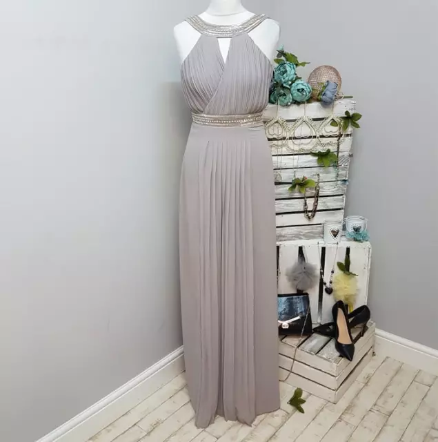 TFNC WEDDING Embellished Pleated Maxi Dress RRP £75 (AS26/3)