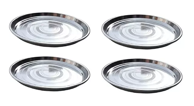 Indian Traditional Stainless Steel Round Dinner Plate Set of 4