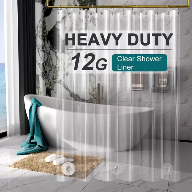 Heavy Duty Shower Curtain Liner 12 Gauge, 72 X 78 Inches Clear Shower Curtain Li