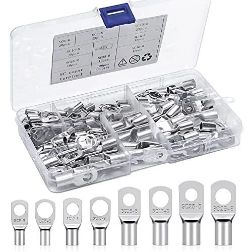 Elecoutek 120Pcs Cosse à Sertir Kits Cosses Electriques 6mm² 10mm² 16mm² 25mm² C