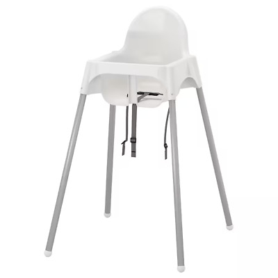 Silla alta Ikea ANTILOP con cinturón de seguridad blanco/color plateado silla de alimentación para bebé