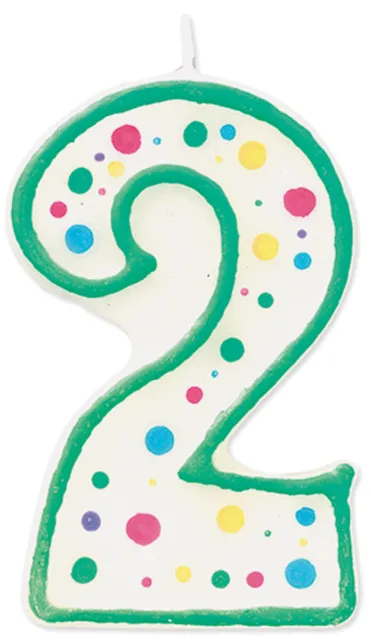 Wilton Polka Dot Numeral Birthday Candle 3" 1/Pkg-#2 Green W91-02