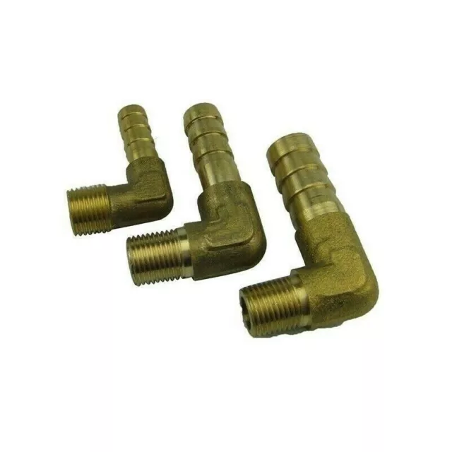 2X Laiton 1/8 Filetage Mâle Barbelé Coude Adaptateur 90 Degrés Raccord Tuyau
