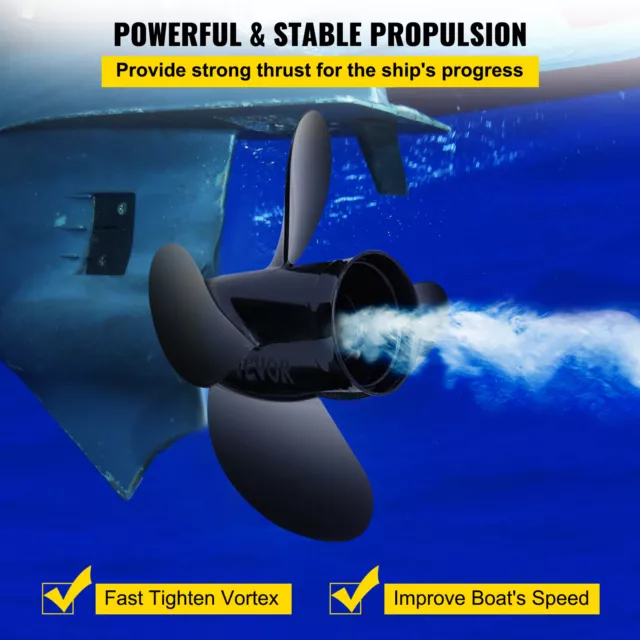 VEVOR 48-8M8026630 Outboard Propeller Boat Propeller 4-Blade 10.3 x 13" Aluminum 3