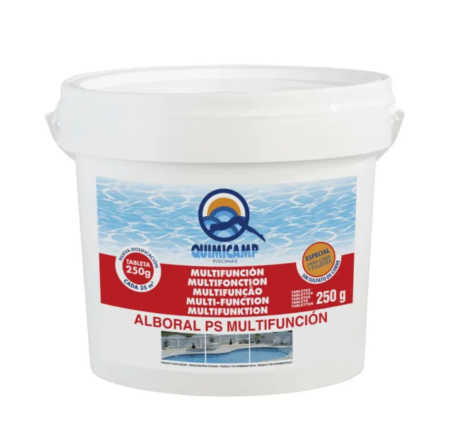 Cloro para piscina Quimicamp Multifuncion Especial Liner tabletas 250gr 5 Kg