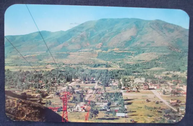 1954 Aspen Colorado Birdseye View Postcard & Cancel