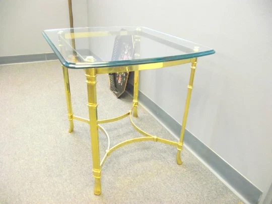 BRASS Glass Side End Table LaBarge Style Harden Coffee Cocktail Italy Italian BRASS Glass Side End Table LaBarge Style Harden Coffee Cocktail Italy Italian