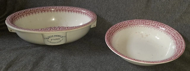 Bel ensemble lavabo basculant cuvette Sarreguemines digoin Gellé Frères faience