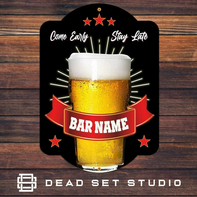 Personalised Bar Sign Man Den Pub Beer Whiskey Cocktail A4 A3 Metal Wall Art