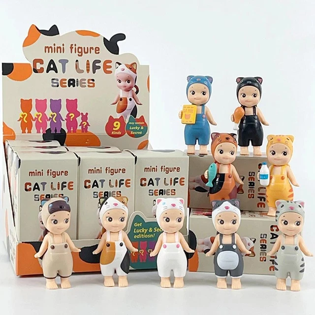 Sonny Angel caixa mistério Cat Life Blind Box Mini figura de ação Sonny
