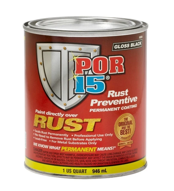 Por 15 45004 Rust Preventive Paint Permanent Coating Gloss Black 1 Quart Can
