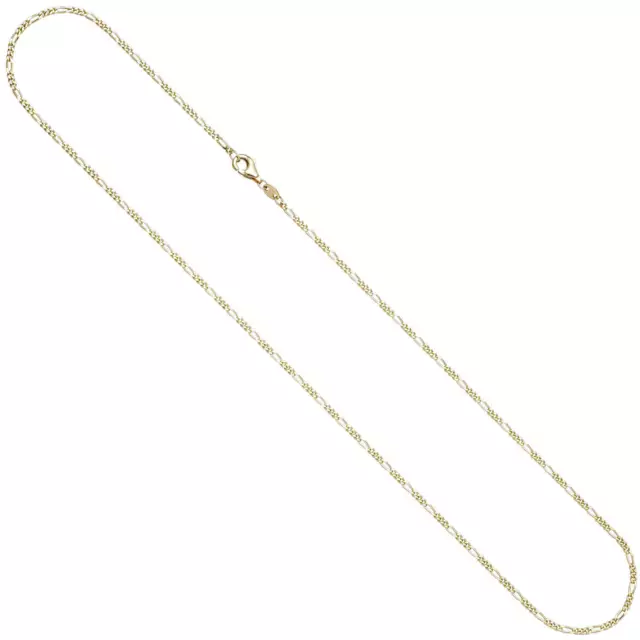 1,7mm Cadena Figaro De 333 Oro Amarillo Pulido con Diamante Collar, 45cm