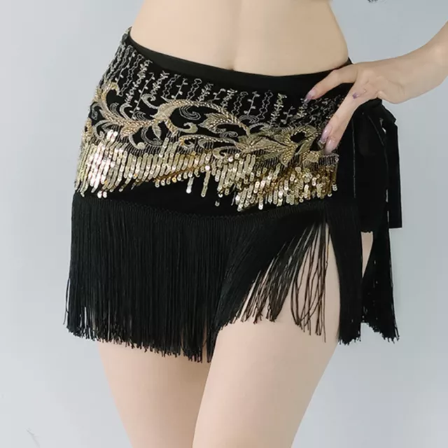 New Belly Dance Free Size Hip Scarf Sequin Wrap Skirt Sexy Lacing Waist Belt USA