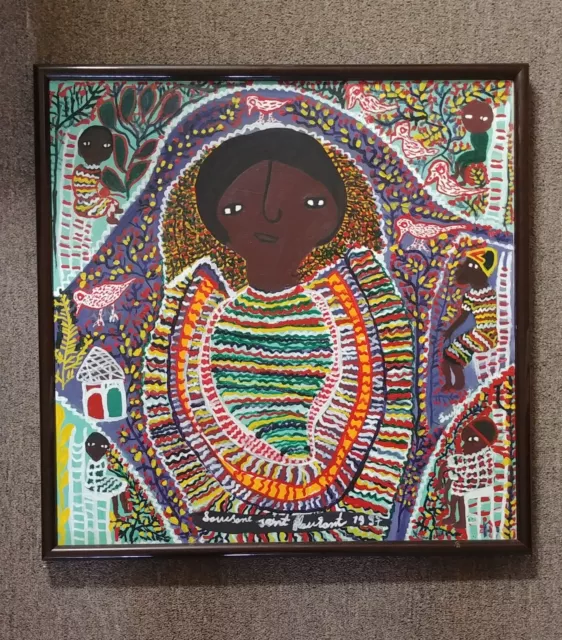 Haitian Painting Listed Folk Artist Louisiane Saint Fleurant, Acrylic on Canvas