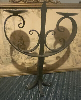 Gothic Halloween Candelabra Vintage Candle Holder Rustic Farm House Wrought Iron