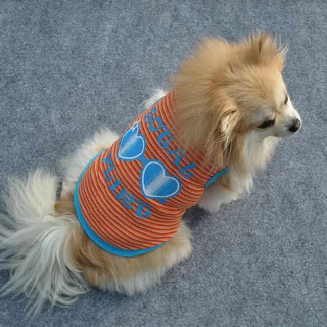 Gilet Love Print gilet cucciolo gilet a righe gilet di cotone gilet per animali domestici E E
