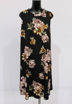 Fortune + Ivy Women's Madia Brushed Knit Floral Dress DM9 Black Size XL NWT