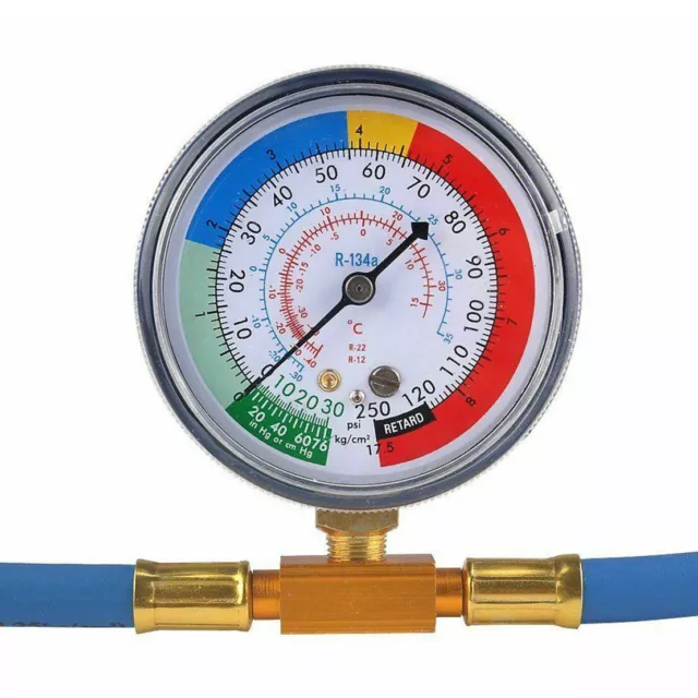 R134a HVAC AC Recharge Measuring Refrigerant Hose Can Tap w/ Gauge System A1 3